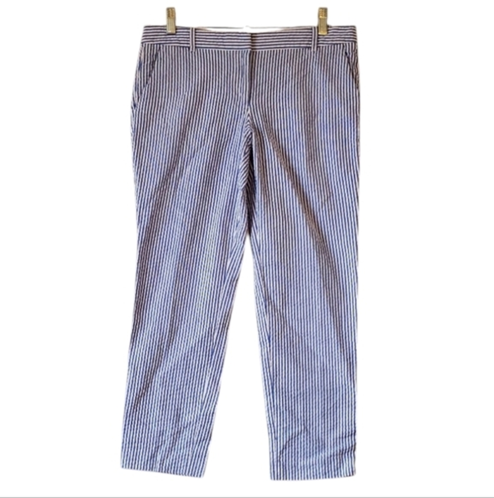 J. Crew Striped Capri Pants‎ Cotton Pockets Size 4 Women Pre-owned